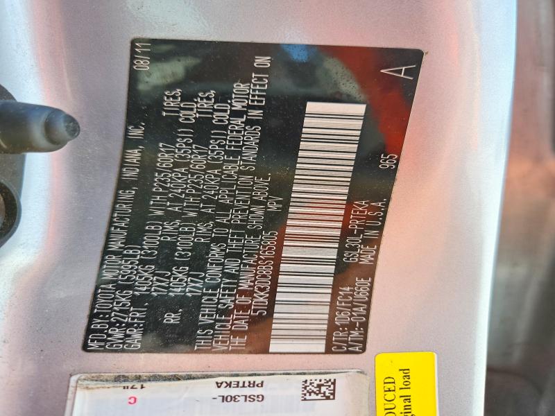2011 Toyota Sienna მანქანა იყიდება აუქციონზე, vin: 5TDKK3DC8BS165805, აუქციონის ნომერი: 63889196