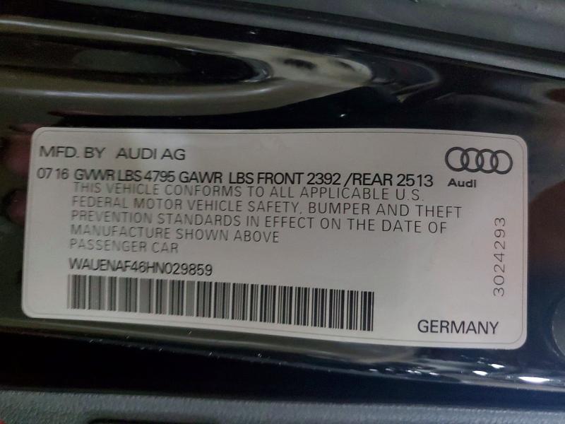 2017 Audi A4 მანქანა იყიდება აუქციონზე, vin: WAUENAF46HN029859, აუქციონის ნომერი: 64392606