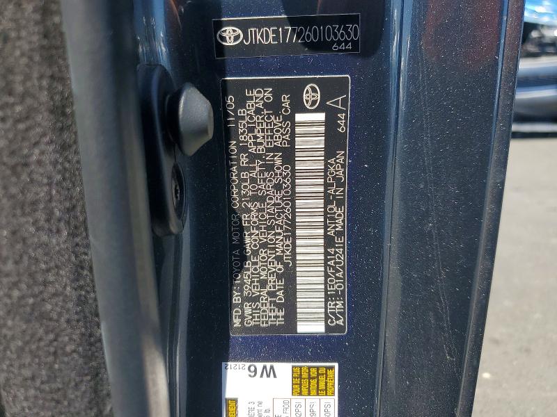 64027296 :رقم المزاد ، JTKDE177260103630 vin ، 2006 Scion Tc مزاد بيع