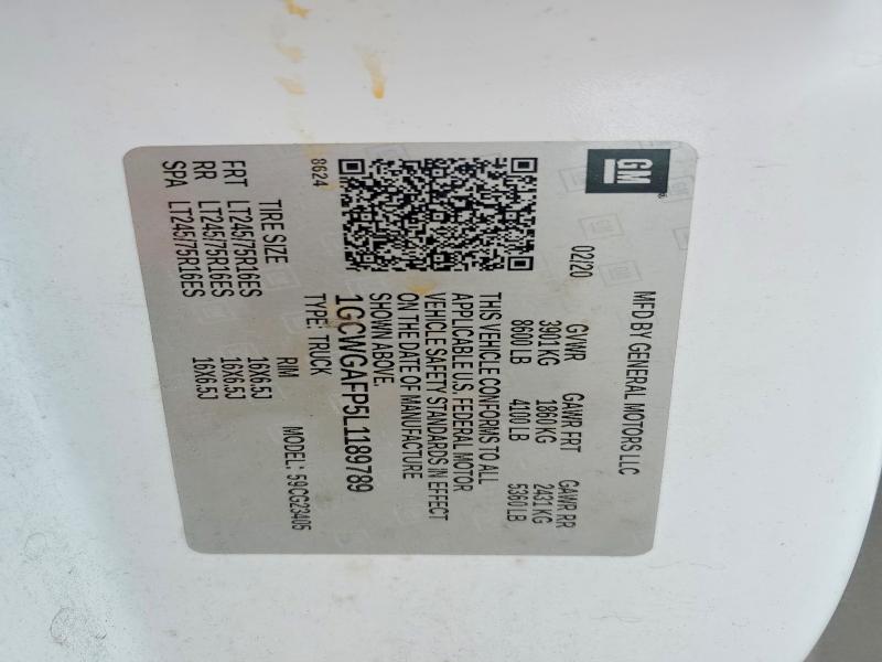 Продажа на аукционе авто 2020 Chevrolet Express G2500, vin: 1GCWGAFP5L1189789, номер лота: 63576746