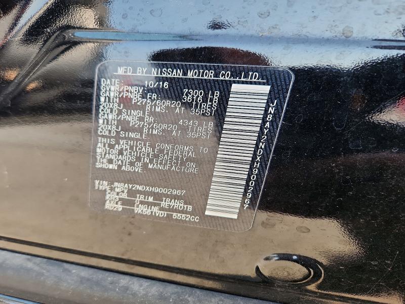 63745536 :رقم المزاد ، JN8AY2NDXH9002967 vin ، 2017 Nissan Armada مزاد بيع