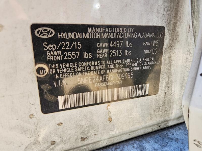 2016 Hyundai Sonata მანქანა იყიდება აუქციონზე, vin: 5NPE24AF6GH309995, აუქციონის ნომერი: 64135646