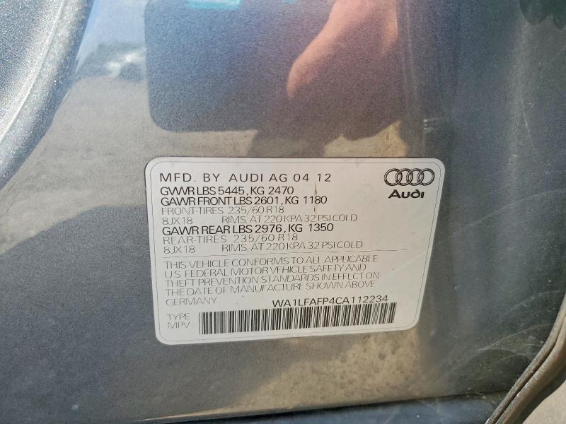 2012 Audi Q5 მანქანა იყიდება აუქციონზე, vin: WA1LFAFP4CA112234, აუქციონის ნომერი: 64072826