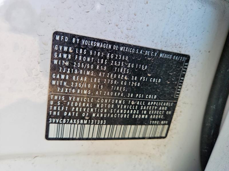 67369836 :رقم المزاد ، 3VVCB7AX5NM131393 vin ، 2022 Volkswagen Tiguan مزاد بيع