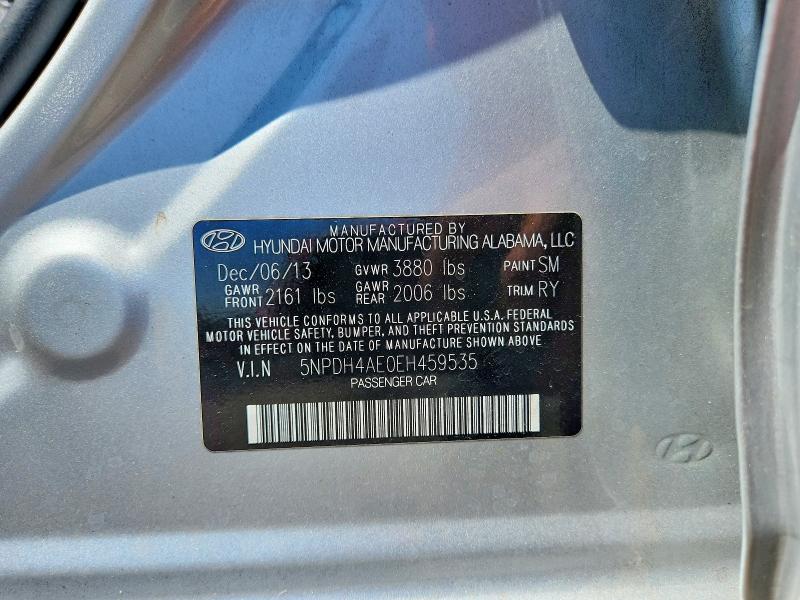 63662626 :رقم المزاد ، 5NPDH4AE0EH459535 vin ، 2014 Hyundai Elantra مزاد بيع