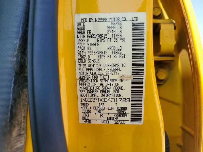 66112926 :رقم المزاد ، 1N6ED27TX3C431709 vin ، 2003 Nissan Frontier مزاد بيع