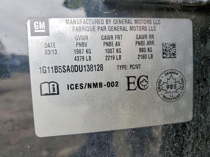 Aukcja sprzedaży 2013 Chevrolet Malibu, vin: 1G11B5SA0DU138128, numer aukcji: 66363366