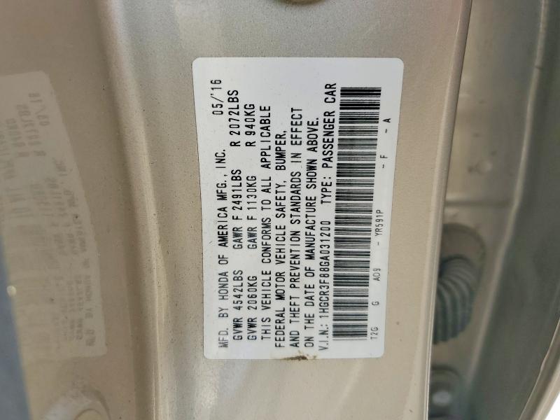 2016 Honda Accord მანქანა იყიდება აუქციონზე, vin: 1HGCR3F88GA031200, აუქციონის ნომერი: 65511056