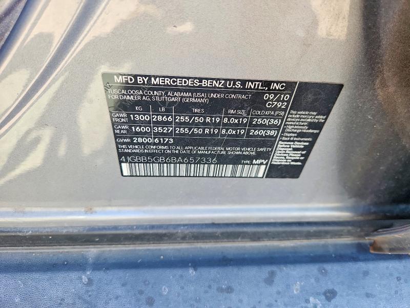 Aukcja sprzedaży 2011 Mercedes-benz Ml, vin: 4JGBB5GB6BA657336, numer aukcji: 65305896