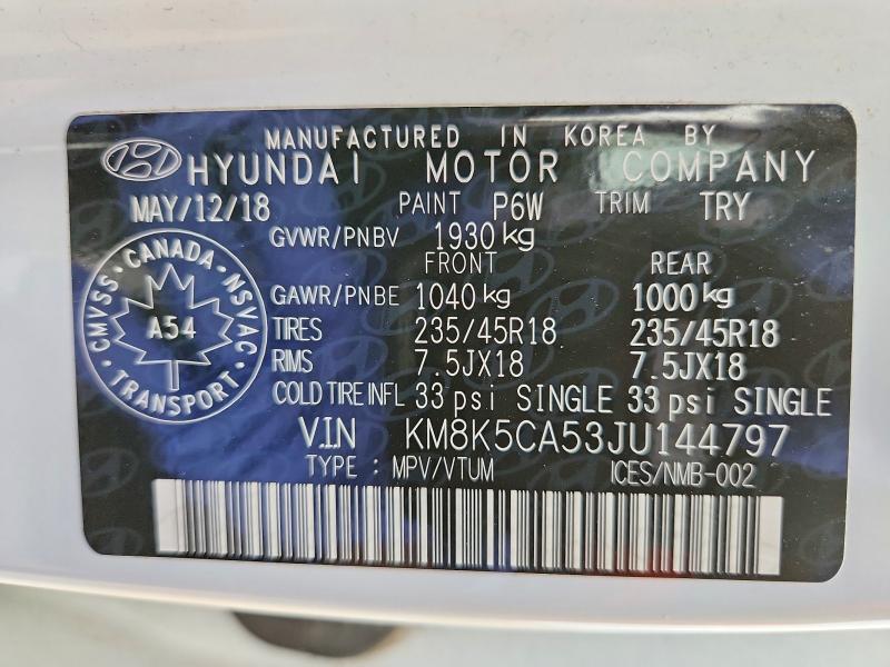 Продаж на аукціоні авто 2018 Hyundai Kona, vin: KM8K5CA53JU144797, номер лоту: 64772556