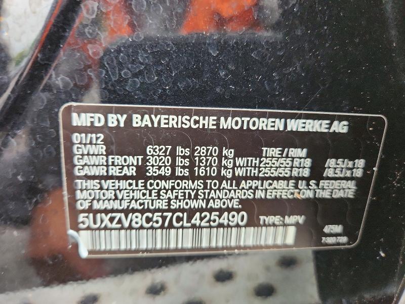 Aukcja sprzedaży 2012 Bmw X5, vin: 5UXZV8C57CL425490, numer aukcji: 65451126