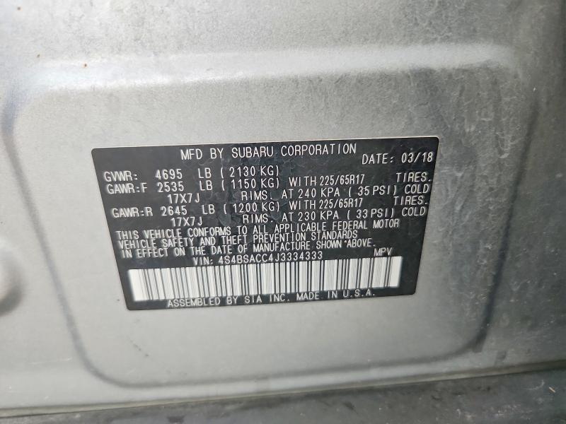 Aukcja sprzedaży 2018 Subaru Outback, vin: 4S4BSACC4J3334333, numer aukcji: 64790796