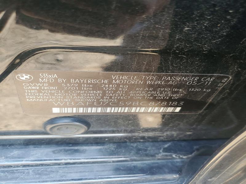 2011 Bmw 535 მანქანა იყიდება აუქციონზე, vin: WBAFU7C59BC878183, აუქციონის ნომერი: 64257636