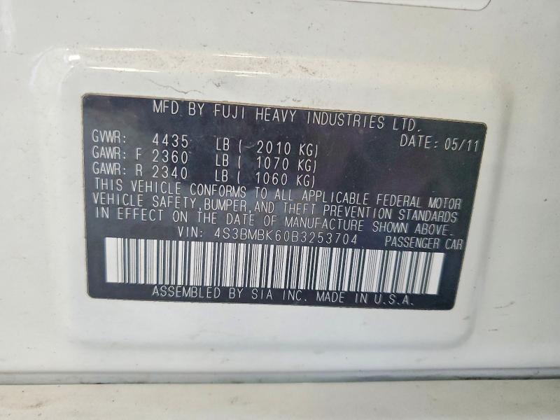65009586 :رقم المزاد ، 4S3BMBK60B3253704 vin ، 2011 Subaru Legacy مزاد بيع