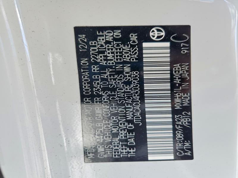 64682956 :رقم المزاد ، JTDACACU4R3039038 vin ، 2024 Toyota Prius Prime مزاد بيع