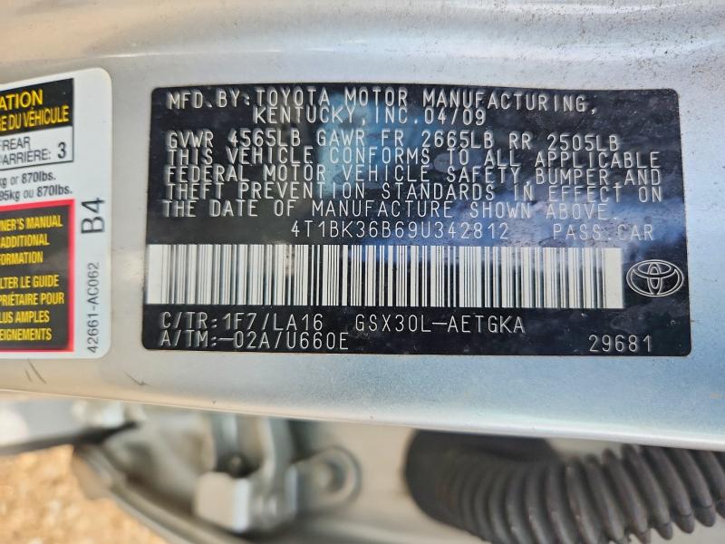 63536956 :رقم المزاد ، 4T1BK36B69U342812 vin ، 2009 Toyota Avalon مزاد بيع