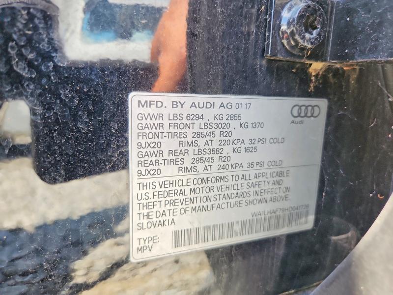 63821056 :رقم المزاد ، WA1LHAF79HD041726 vin ، 2017 Audi Q7 مزاد بيع
