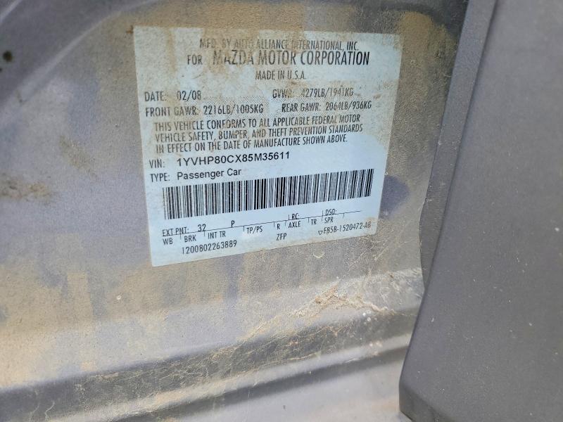 Aukcja sprzedaży 2008 Mazda 6, vin: 1YVHP80CX85M35611, numer aukcji: 64006586