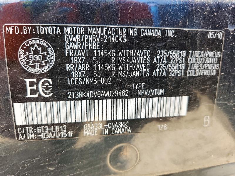 Продажа на аукционе авто 2010 Toyota Rav4, vin: 2T3RK4DV0AW029462, номер лота: 64635986