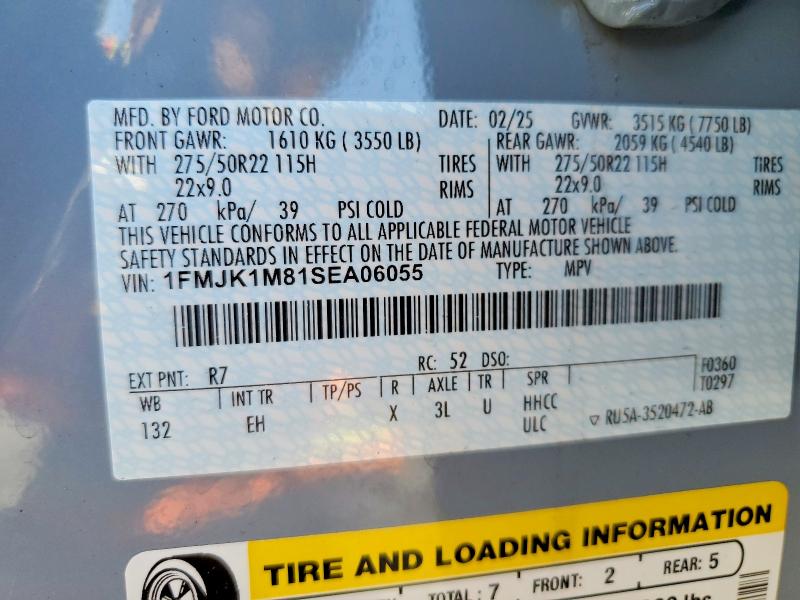 2025 Ford Expedition მანქანა იყიდება აუქციონზე, vin: 1FMJK1M81SEA06055, აუქციონის ნომერი: 66546616