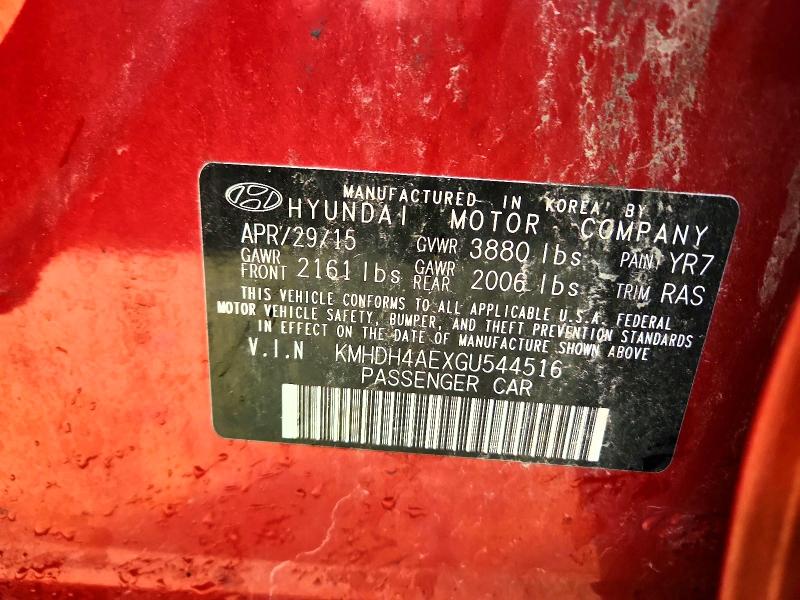 Продаж на аукціоні авто 2016 Hyundai Elantra, vin: KMHDH4AEXGU544516, номер лоту: 63719516