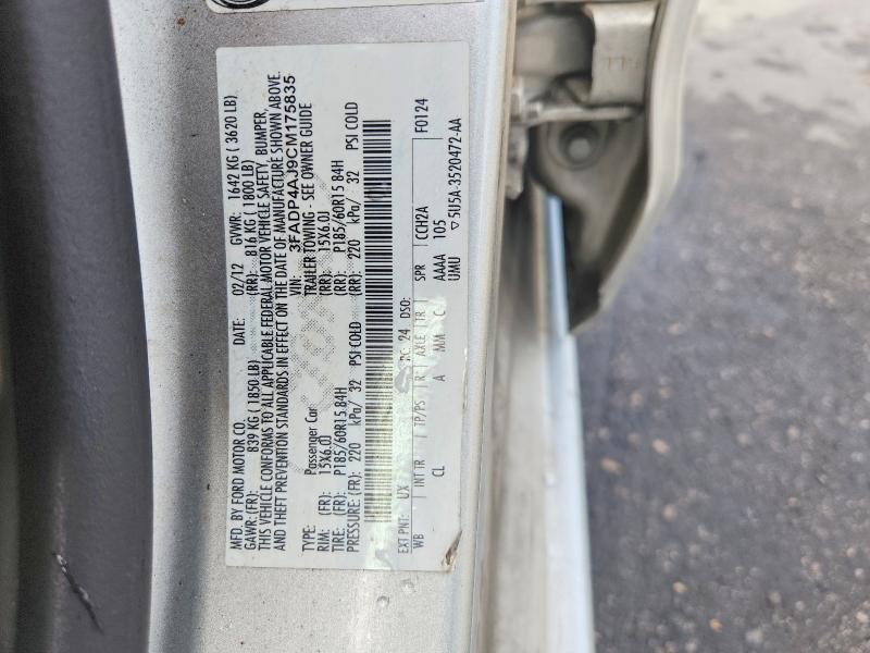 67242526 :رقم المزاد ، 3FADP4AJ9CM175835 vin ، 2012 Ford Fiesta مزاد بيع