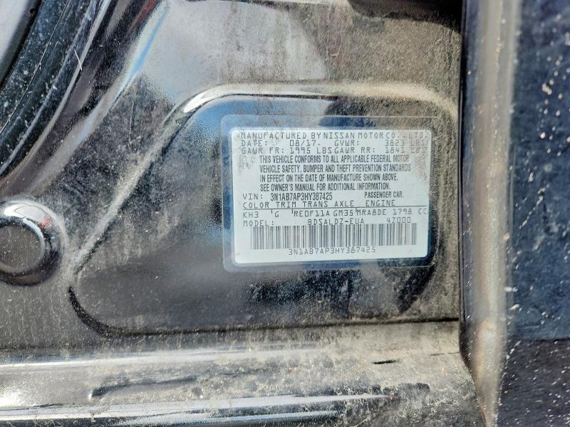 63866926 :رقم المزاد ، 3N1AB7AP3HY387425 vin ، 2017 Nissan Sentra مزاد بيع