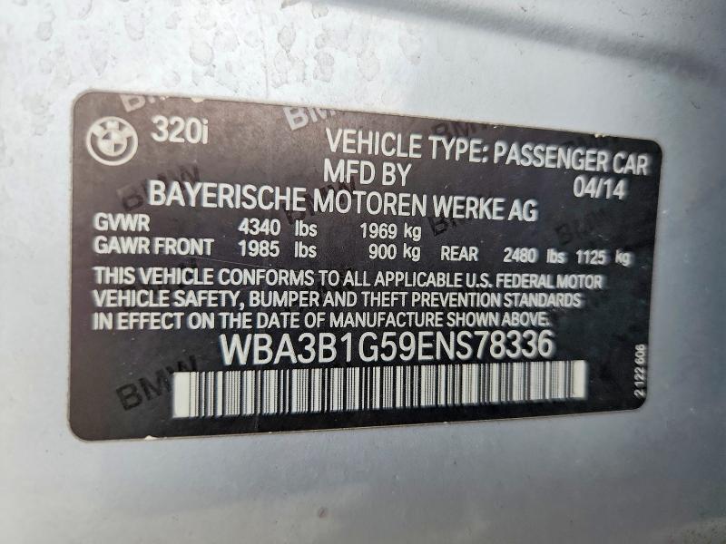 Aukcja sprzedaży 2014 Bmw 320, vin: WBA3B1G59ENS78336, numer aukcji: 65106896