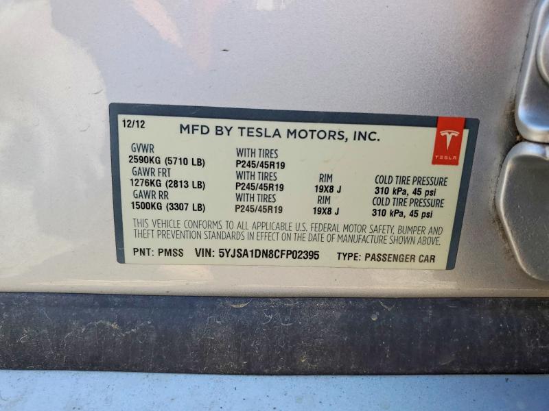 Aukcja sprzedaży 2012 Tesla Model S, vin: 5YJSA1DN8CFP02395, numer aukcji: 66486876