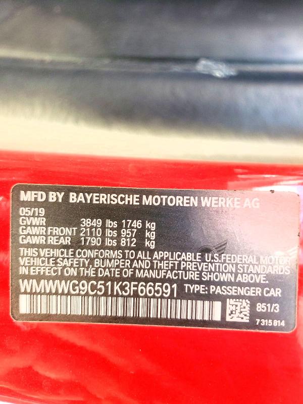 64571256 :رقم المزاد ، WMWWG9C51K3F66591 vin ، 2019 Mini Cooper مزاد بيع