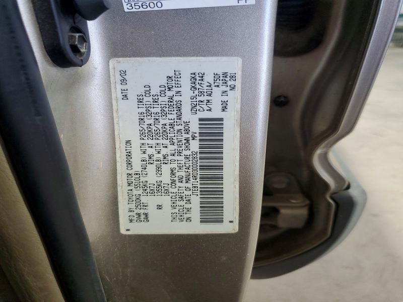 64335436 :رقم المزاد ، JTEBT14R030002832 vin ، 2003 Toyota 4runner مزاد بيع