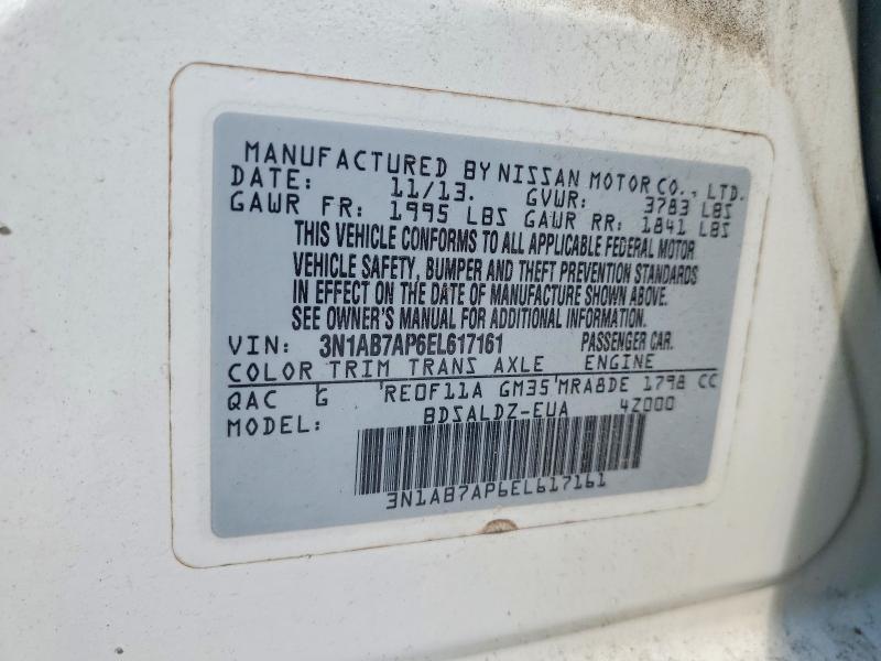 66620536 :رقم المزاد ، 3N1AB7AP6EL617161 vin ، 2014 Nissan Sentra مزاد بيع