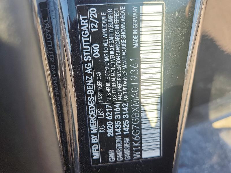 Продаж на аукціоні авто 2021 Mercedes-benz S, vin: W1K6G7GBXMA019361, номер лоту: 63862016
