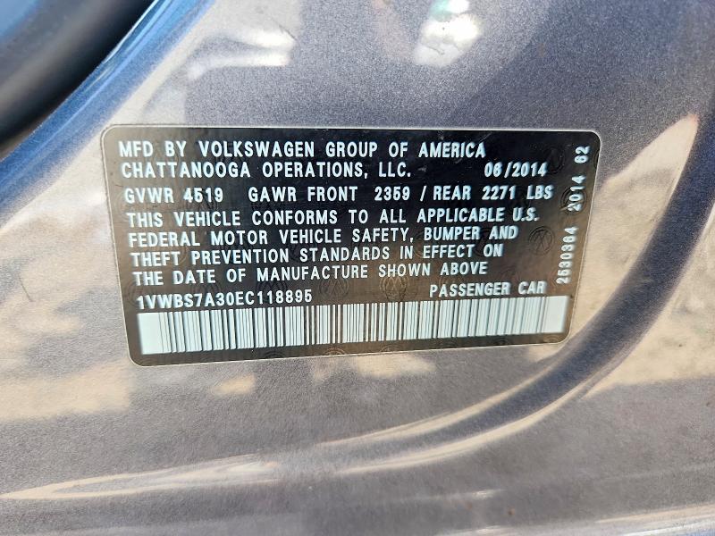 Aukcja sprzedaży 2014 Volkswagen Passat, vin: 1VWBS7A30EC118895, numer aukcji: 66524326
