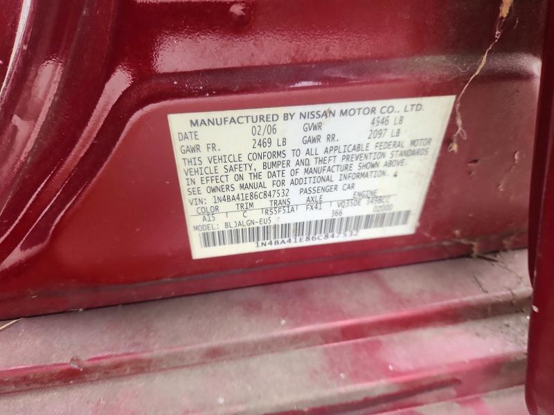 2006 Nissan Maxima მანქანა იყიდება აუქციონზე, vin: 1N4BA41E86C847532, აუქციონის ნომერი: 66721296