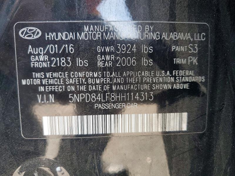 2017 Hyundai Elantra მანქანა იყიდება აუქციონზე, vin: 5NPD84LF8HH114313, აუქციონის ნომერი: 66127696