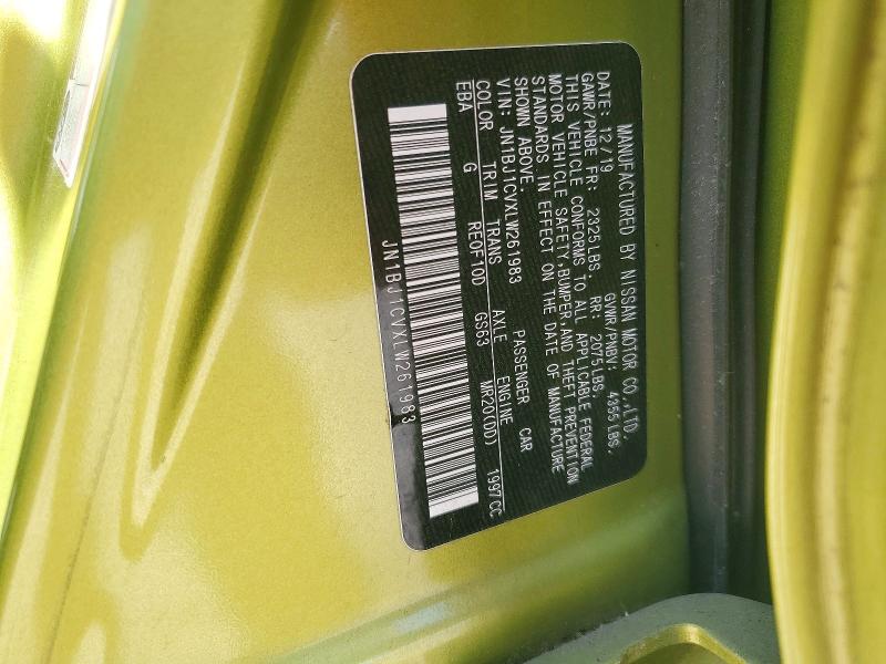 66130476 :رقم المزاد ، JN1BJ1CVXLW261983 vin ، 2020 Nissan Rogue Sport مزاد بيع