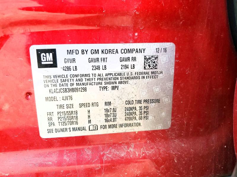 2017 Buick Encore მანქანა იყიდება აუქციონზე, vin: KL4CJCSB3HB091298, აუქციონის ნომერი: 66265636