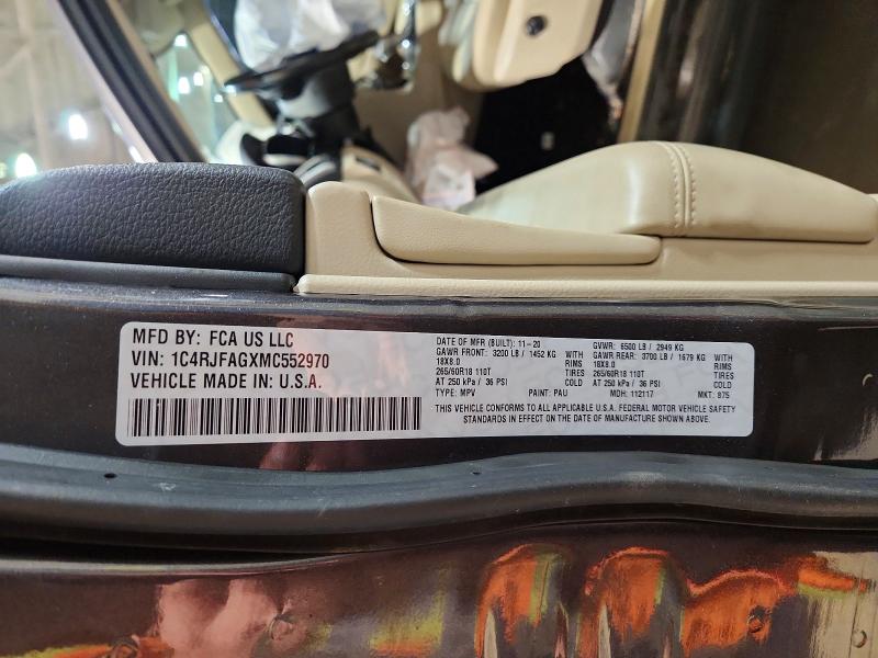 65099036 :رقم المزاد ، 1C4RJFAGXMC552970 vin ، 2021 Jeep Grand Cherokee مزاد بيع