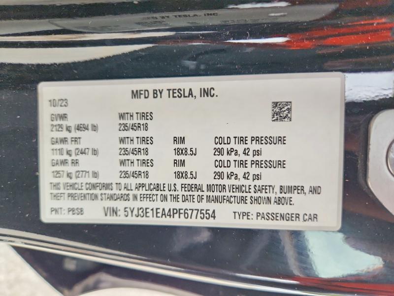 Продажа на аукционе авто 2023 Tesla Model 3, vin: 5YJ3E1EA4PF677554, номер лота: 64996936