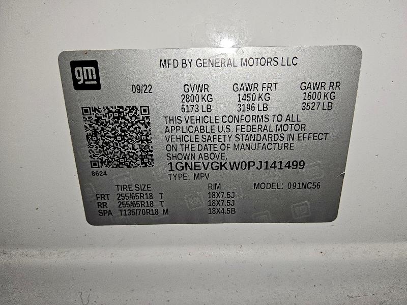 Aukcja sprzedaży 2023 Chevrolet Traverse, vin: 1GNEVGKW0PJ141499, numer aukcji: 64076906