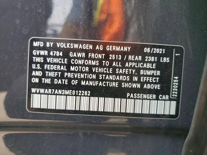 Aukcja sprzedaży 2021 Volkswagen Arteon, vin: WVWAR7AN3ME012262, numer aukcji: 64392516
