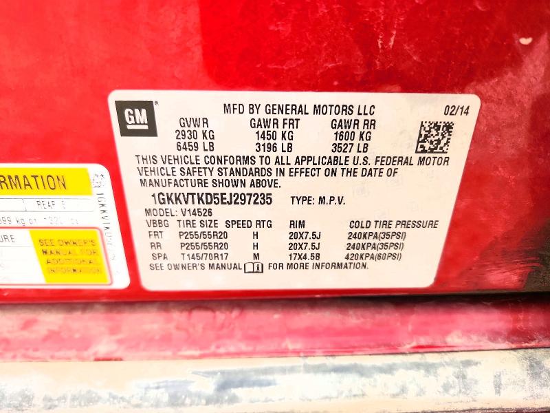 Auction sale of the 2014 Gmc Acadia, vin: 1GKKVTKD5EJ297235, lot number: 65924526