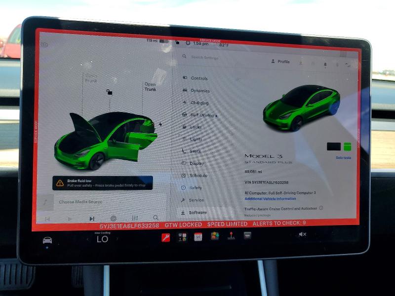 65720186 :رقم المزاد ، 5YJ3E1EA8LF633258 vin ، 2020 Tesla Model 3 مزاد بيع