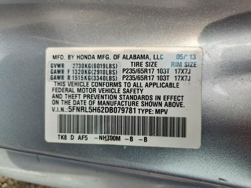 Продаж на аукціоні авто 2013 Honda Odyssey, vin: 5FNRL5H62DB079781, номер лоту: 62648106