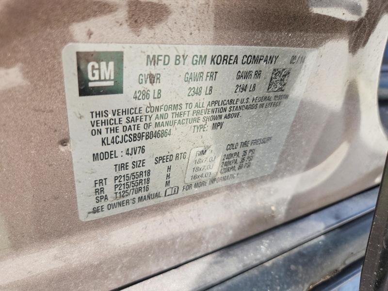 Aukcja sprzedaży 2015 Buick Encore, vin: KL4CJCSB9FB046864, numer aukcji: 65892126