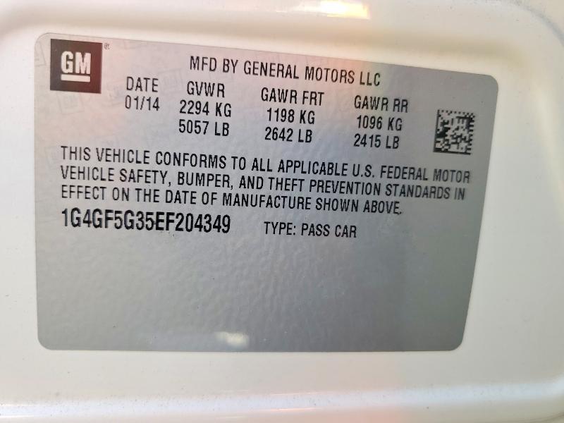 Продаж на аукціоні авто 2014 Buick Lacrosse, vin: 1G4GF5G35EF204349, номер лоту: 64968086