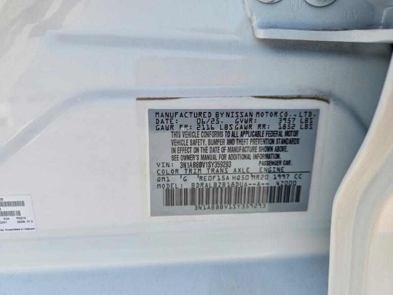 Aukcja sprzedaży 2025 Nissan Sentra, vin: 3N1AB8BV1SY359293, numer aukcji: 63753476