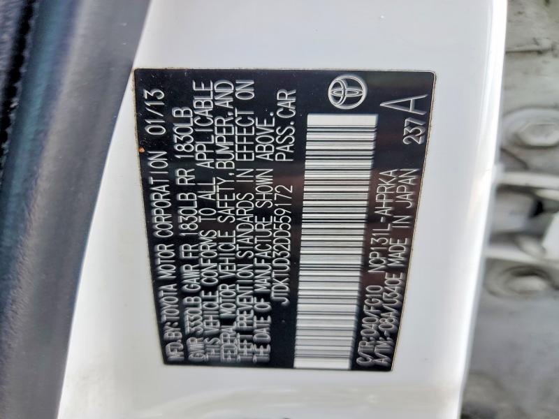 Продаж на аукціоні авто 2013 Toyota Yaris, vin: JTDKTUD32DD559172, номер лоту: 64984546