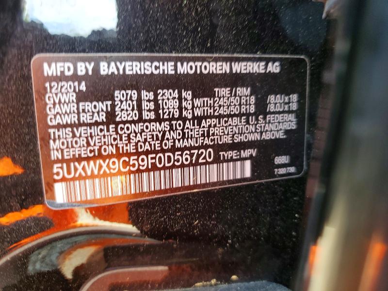2015 Bmw X3 მანქანა იყიდება აუქციონზე, vin: 5UXWX9C59F0D56720, აუქციონის ნომერი: 63757576